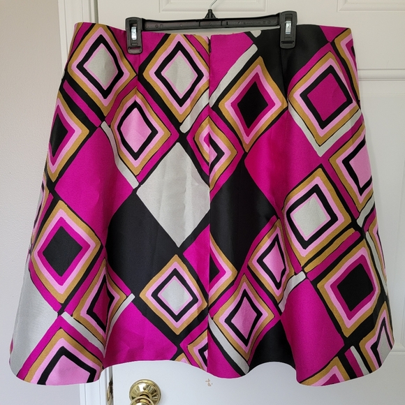 NWT Lane Bryant A Line Geometric Print Skirt Pockets Pink Black Retro Size 22 - Picture 5 of 11